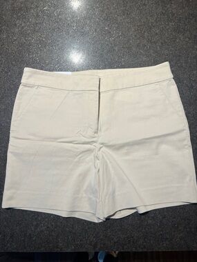 LOFT Cream High-Rise Bermuda Shorts